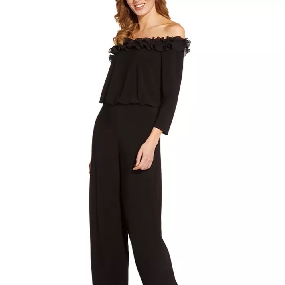 Adrianna Papell Ruffled Blouson Pantsuit, Sz 4 NWT